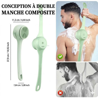 Brosse de bain électrique exfoliante à long manche avec moteur puissant pour un nettoyage en profondeur