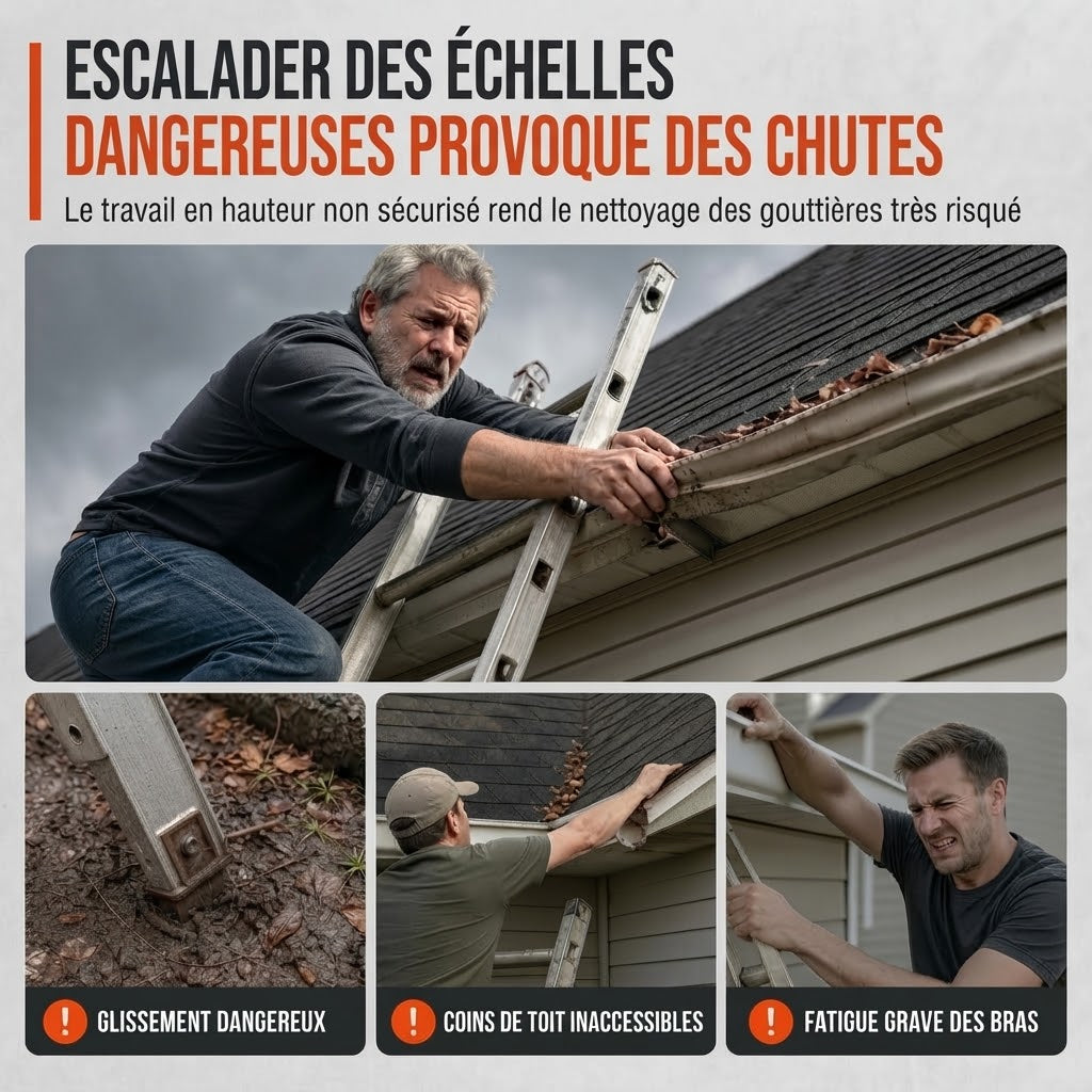 Nettoyeur de gouttières ergonomique