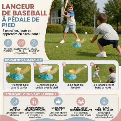 Lanceur de baseball à pédale pour enfants avec batte et balles