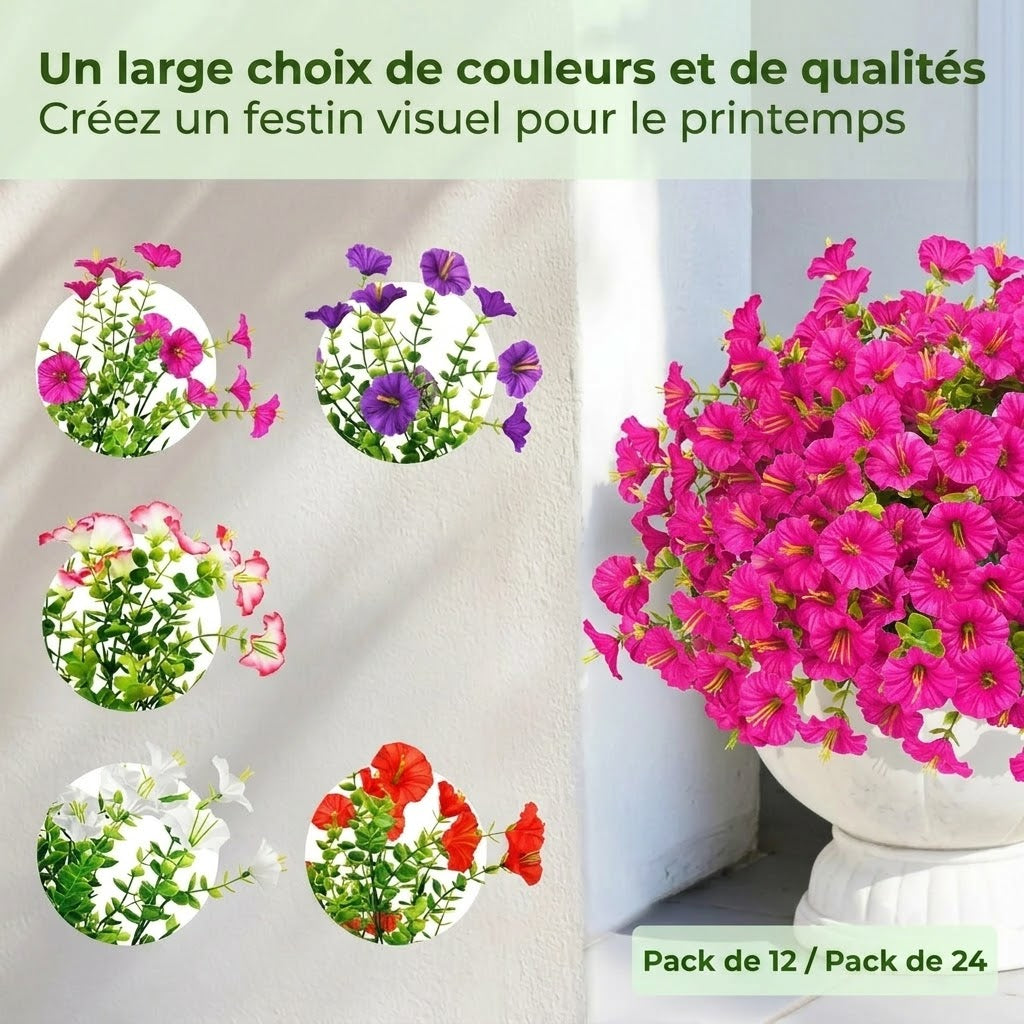 Bouquet de pétunias artificiels résistant aux UV