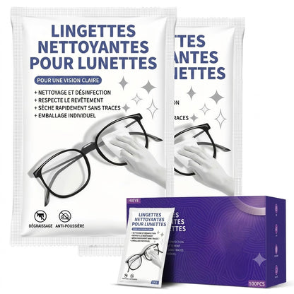 Lingettes nettoyantes antibuée pour verres de lunettes – lot de 100