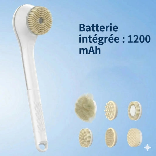 Brosse de bain électrique exfoliante à long manche avec moteur puissant pour un nettoyage en profondeur