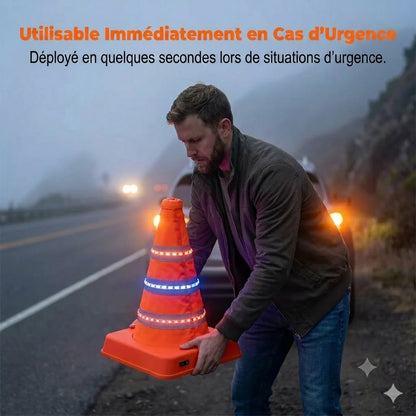 Cône de signalisation pliable et réfléchissant fabriqué en tissu Oxford imperméable de haute qualité