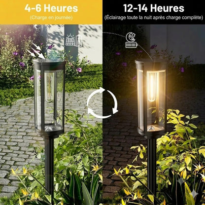 Éclairage Solaire pour Jardin – Design Rétro, 12 à 14 Heures d'Éclairage & Étanchéité IP65