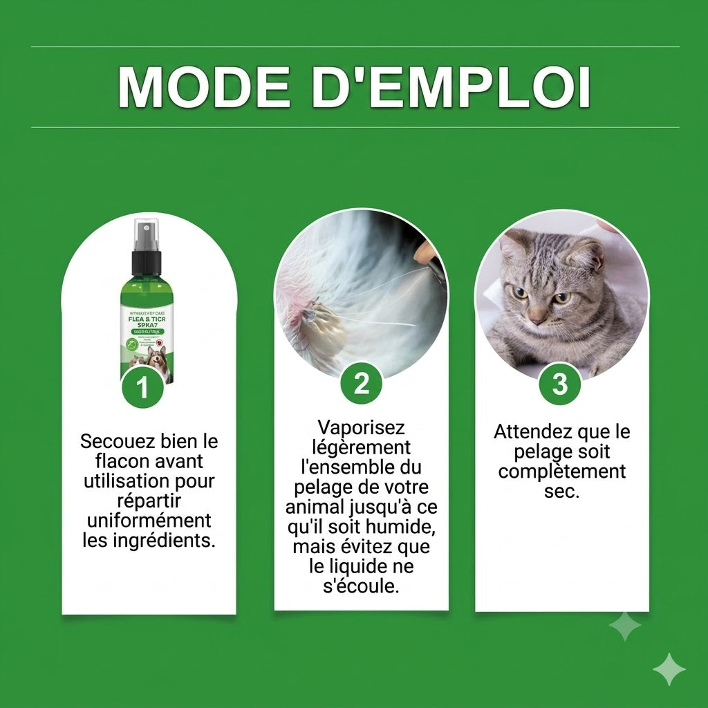 Spray anti-puces et anti-tiques naturel pour chiens et chats