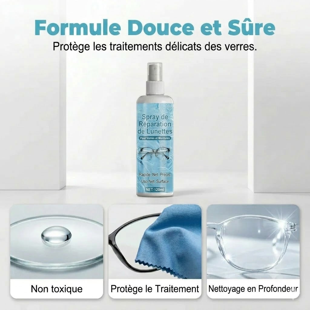Spray professionnel de réparation de rayures pour lentilles – Restaure la clarté d'origine