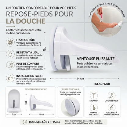 Repose-pied de douche avec fixation à ventouse