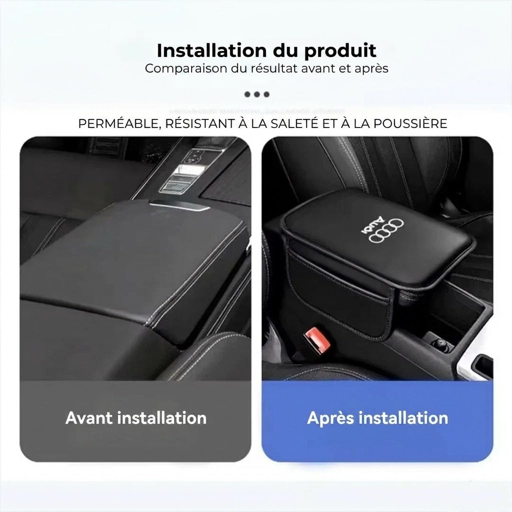 Housse d’accoudoir pour console centrale de voiture avec poches latérales