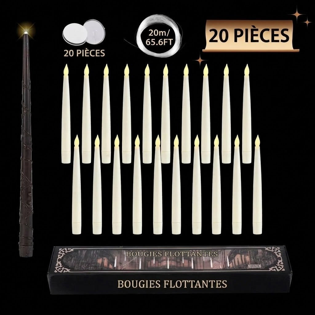 Bougies LED flottantes avec baguette magique