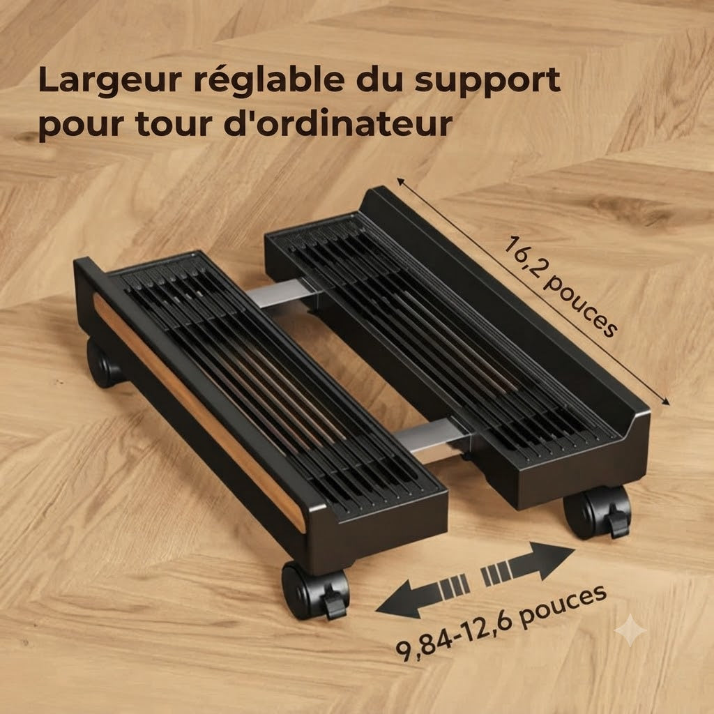 Support d’ordinateur réglable sur roulettes
