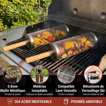 Panier à griller rotatif en acier inoxydable