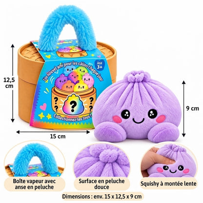 Peluches squishy Dumpling avec panier vapeur