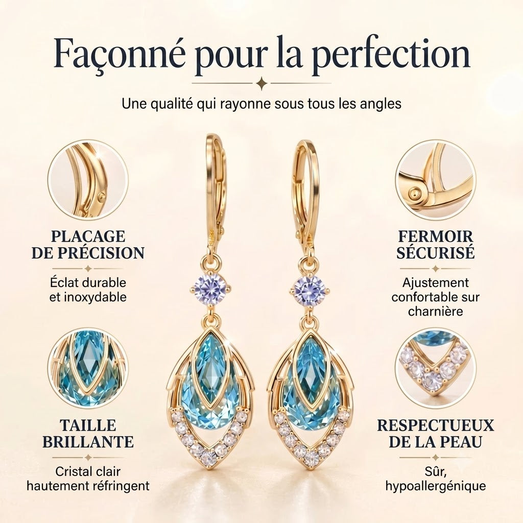 Boucles d’Oreilles Pendantes Bleu Ciel