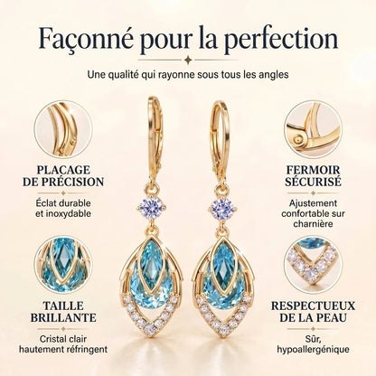 Boucles d’Oreilles Pendantes Bleu Ciel