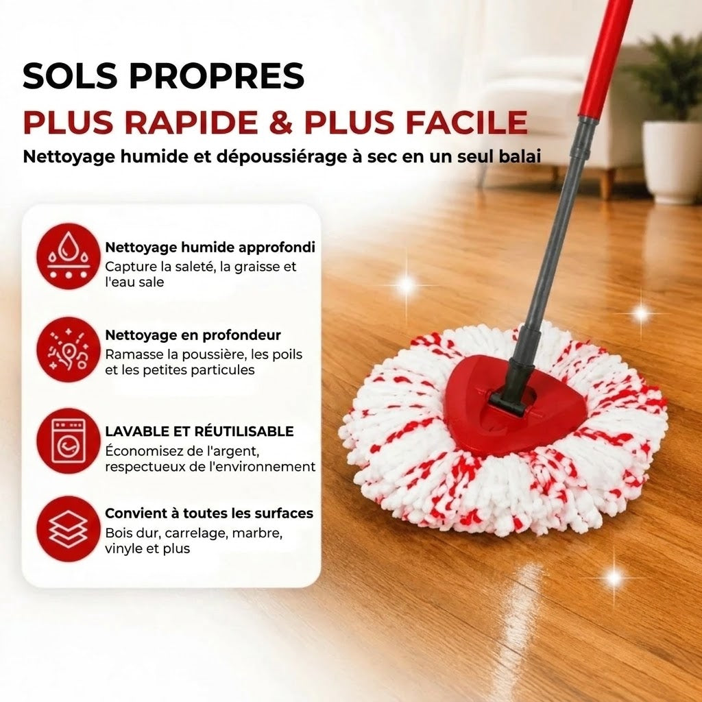 Tête de balai triangulaire en microfibre
