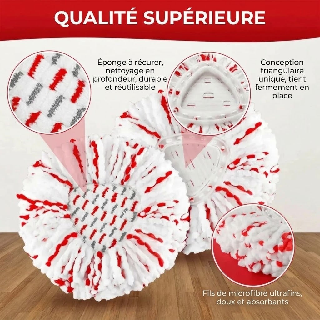 Tête de balai triangulaire en microfibre