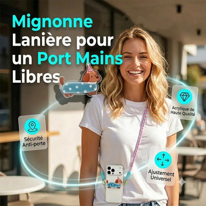 Pince pour téléphone avec motif animal et dragonne