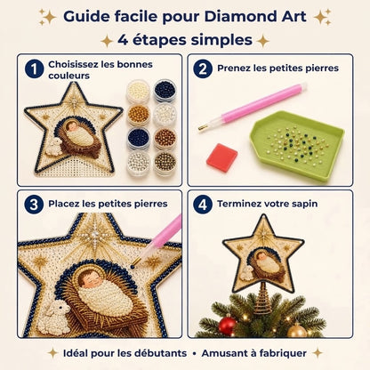 Kit DIY religieux pour cime de sapin de Noël avec perles et diamants