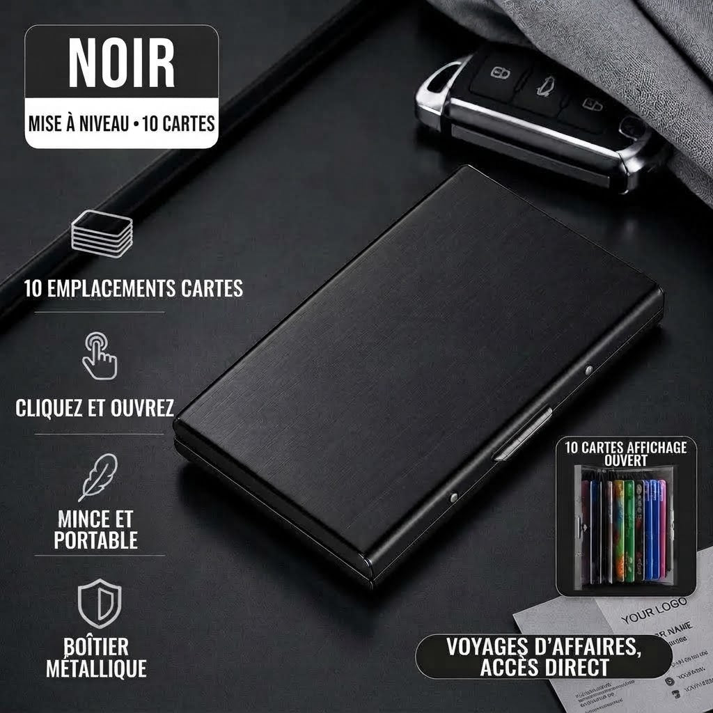 Porte-cartes RFID en acier inoxydable avec 10 compartiments