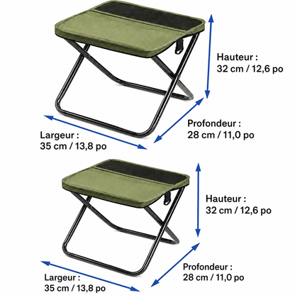 Tabouret pliable avec sac de transport pour les déplacements