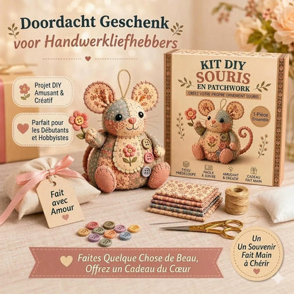 Kit DIY complet pour souris en patchwork - Tout le matériel inclus