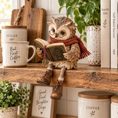 Figurine de hibou lecteur pour décoration intérieure