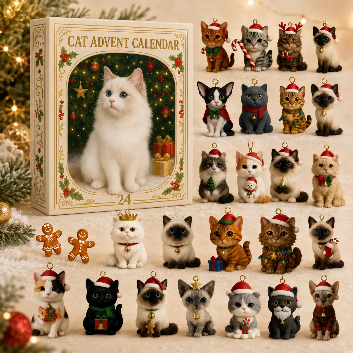 Calendrier de l’Avent 3D avec chats et boîtes surprises