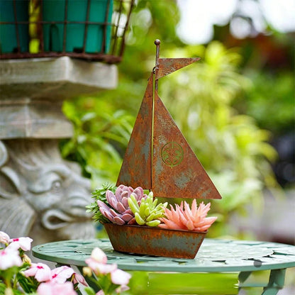 Jardinière voilier rustique en métal
