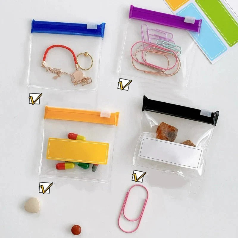 Lot de 7 sachets à pilules transparents avec fermeture à glissière – hermétiques.