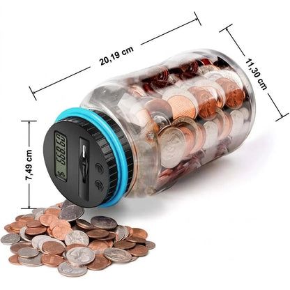 Tirelire numérique avec compteur de pièces pour euros et dollars