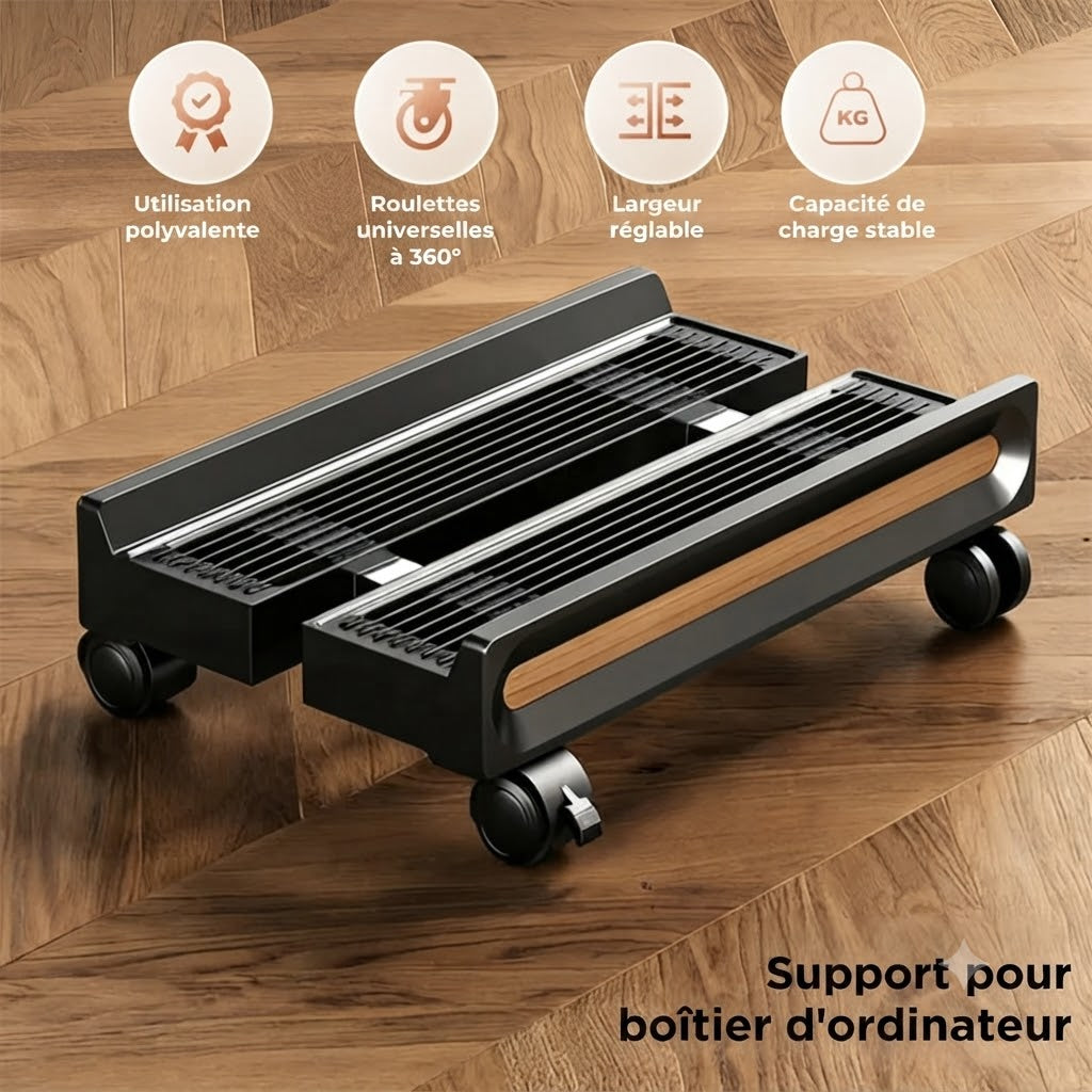 Support d’ordinateur réglable sur roulettes