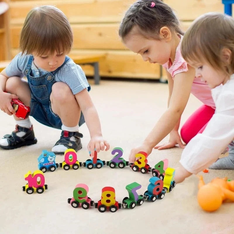 Train magnétique de chiffres en coffret