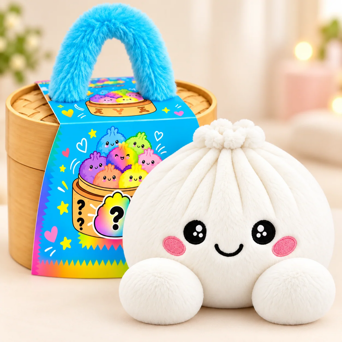 Peluches squishy Dumpling avec panier vapeur