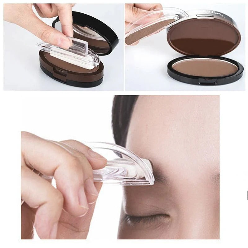 Tampon à sourcils réglable instantanément avec poudre bicolore.