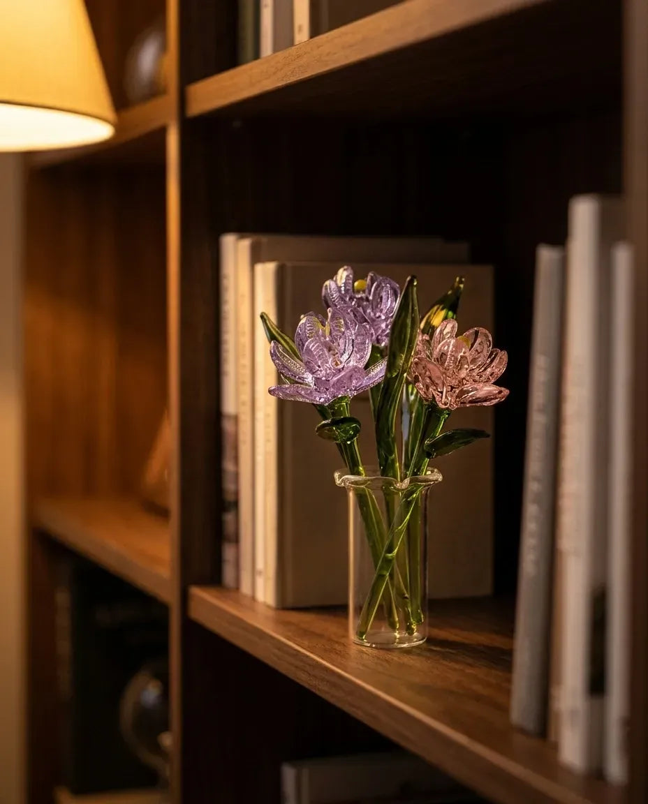 Ljuva Evighet mini-vases en verre faits main avec fleurs
