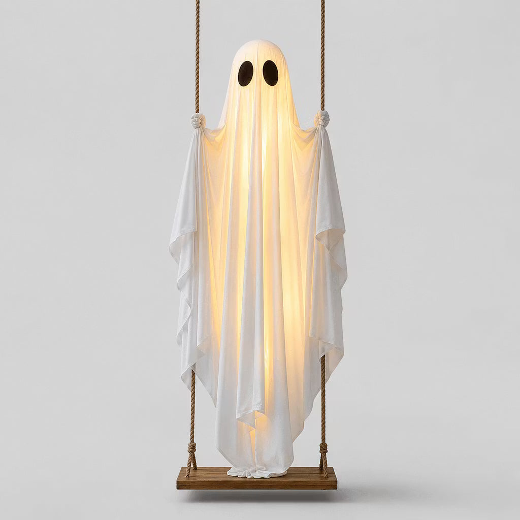 Balançoire fantôme suspendue avec éclairage LED pour Halloween