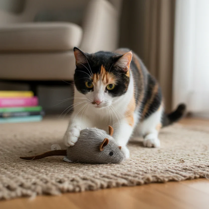 Jouet interactif en peluche réaliste pour chat