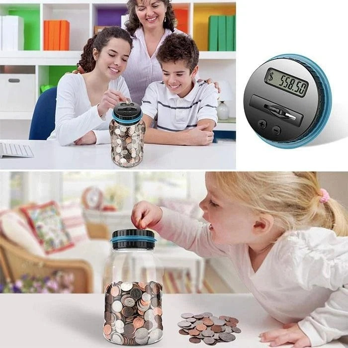 Tirelire numérique avec compteur de pièces pour euros et dollars