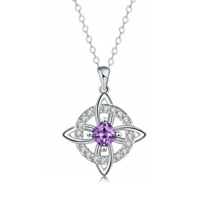 Collier avec nœud de sorcière et pierre de naissance