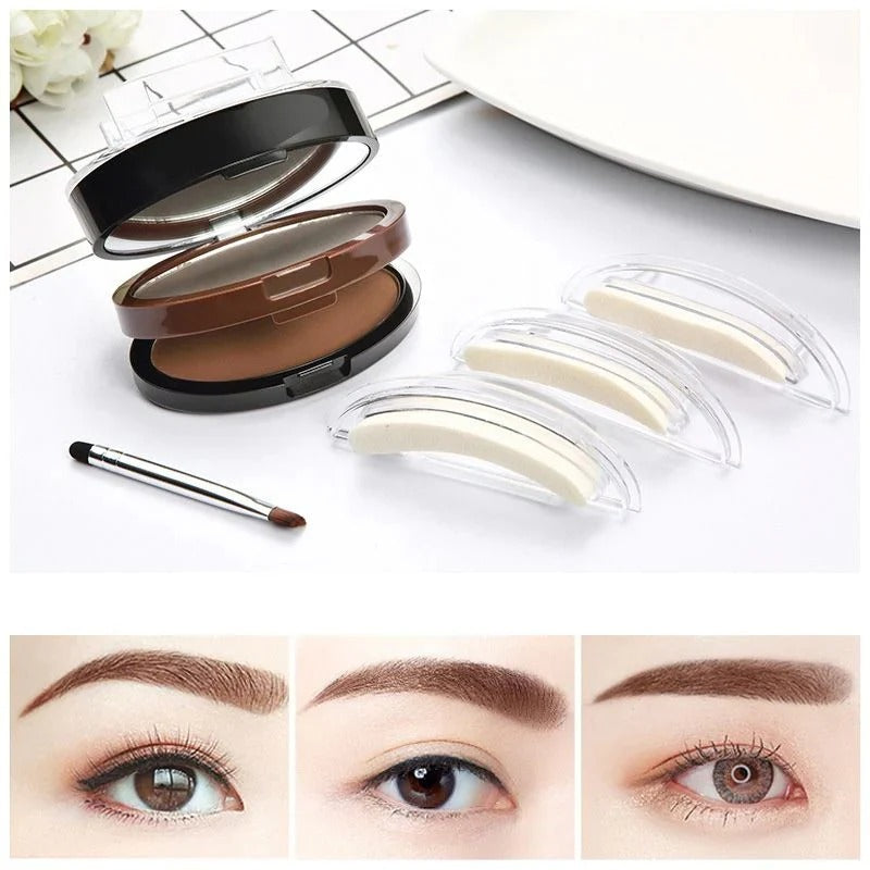 Tampon à sourcils réglable instantanément avec poudre bicolore.