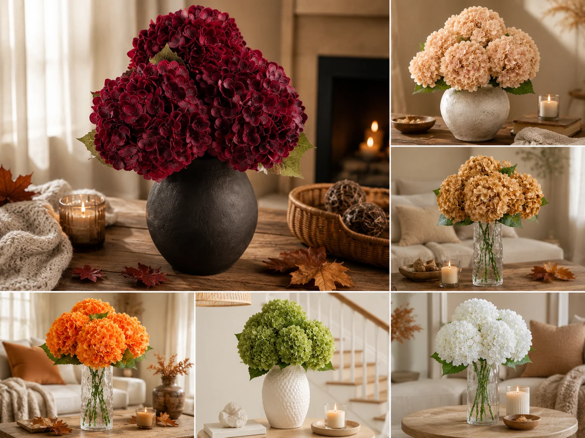 Everbloom hortensias artificiels Real Touch aux couleurs d’automne