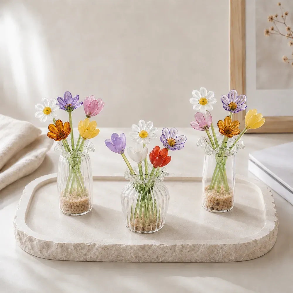 Ljuva Evighet mini-vases en verre faits main avec fleurs