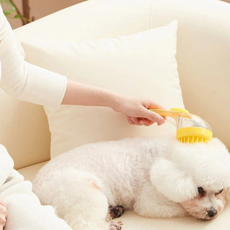 Brosse de bain pour animaux avec long manche et distributeur de shampoing
