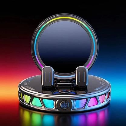 Support de téléphone pour voiture avec recharge sans fil rotation à 360° et éclairage RGB