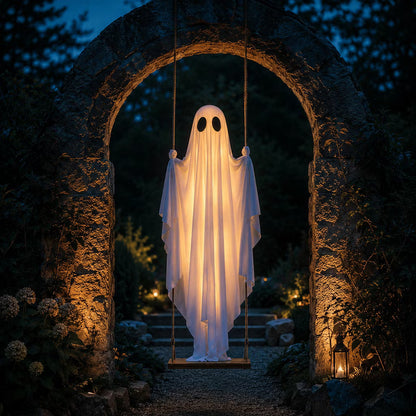 Balançoire fantôme suspendue avec éclairage LED pour Halloween