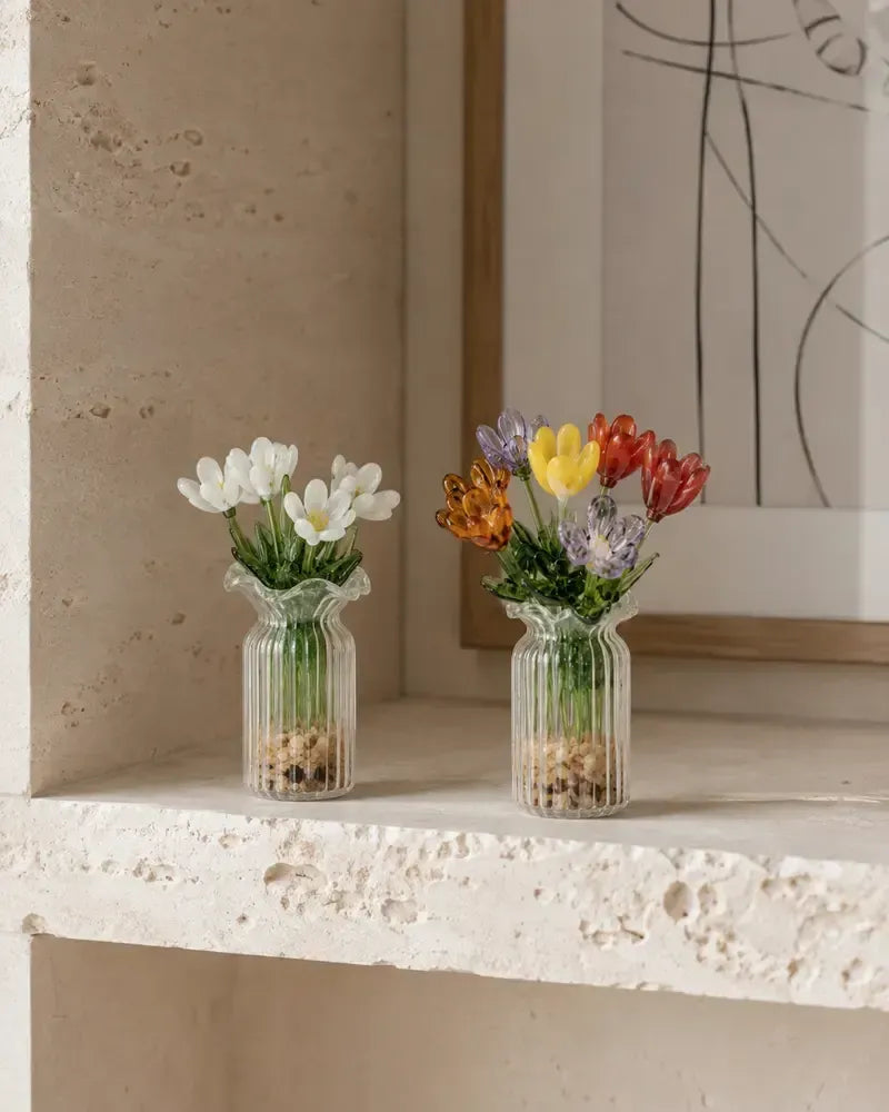 Ljuva Evighet mini-vases en verre faits main avec fleurs