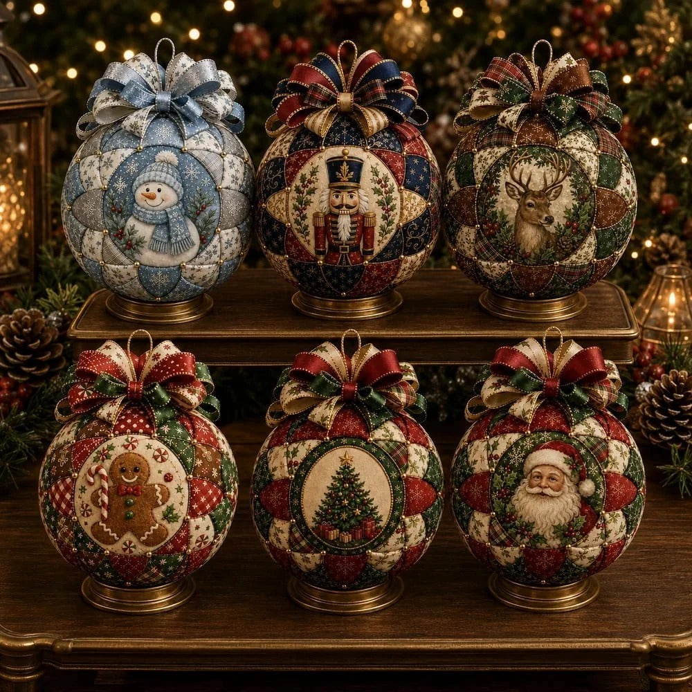 Kit DIY de boules de Noël en patchwork