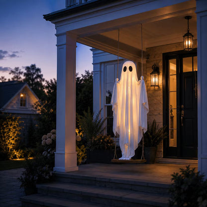 Balançoire fantôme suspendue avec éclairage LED pour Halloween