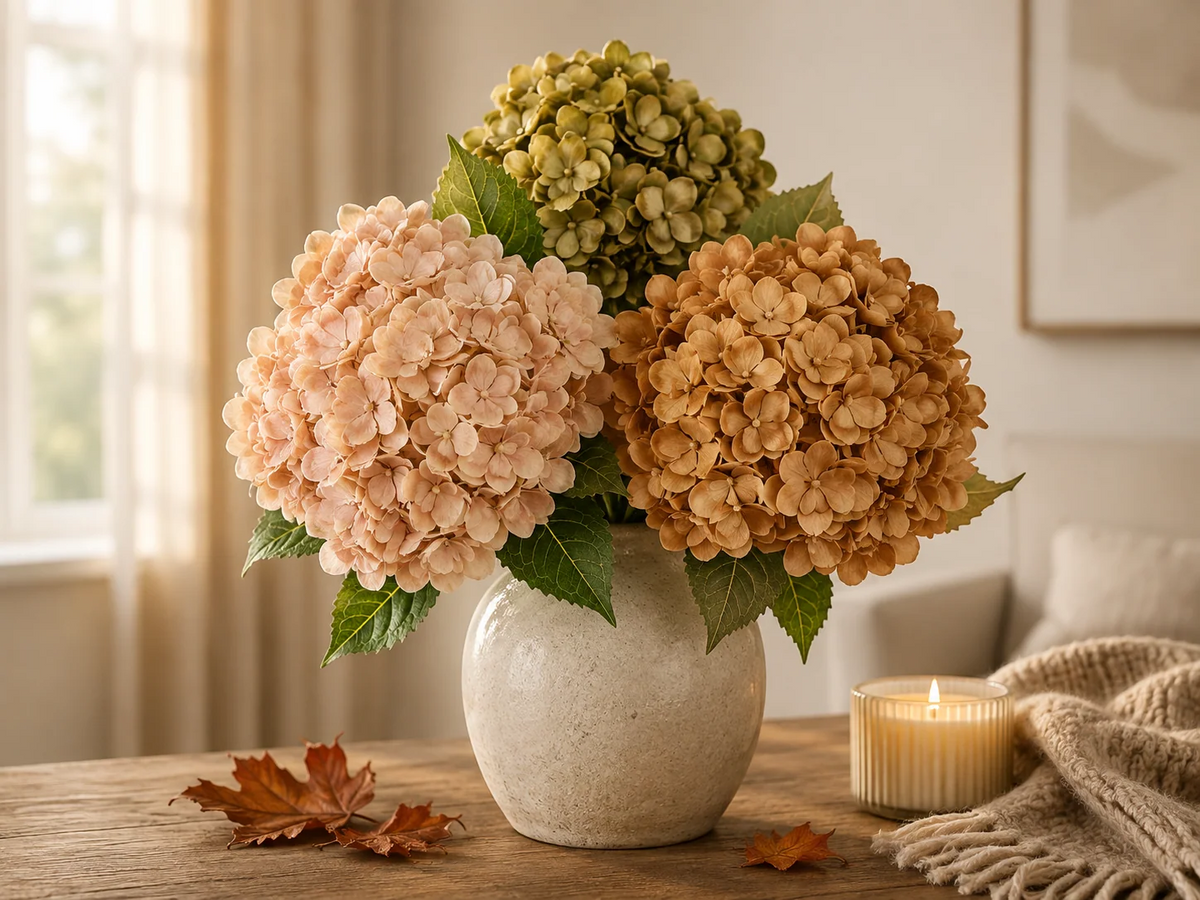 Everbloom hortensias artificiels Real Touch aux couleurs d’automne