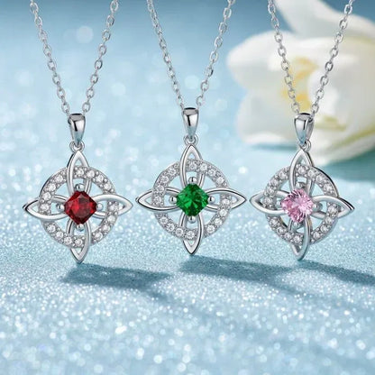 Collier avec nœud de sorcière et pierre de naissance